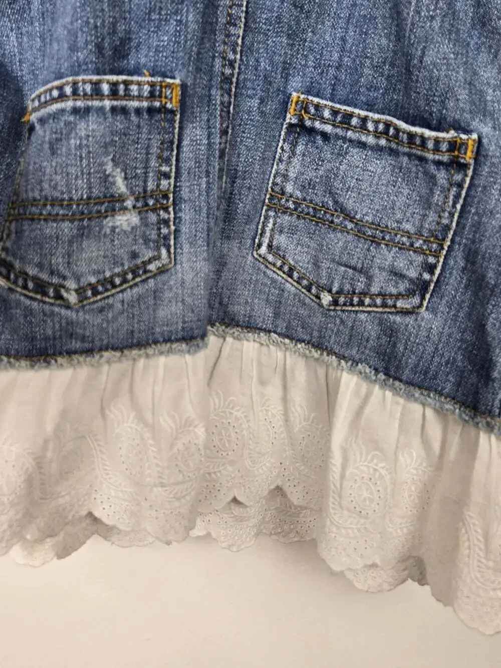 Ralph Lauren Denim Overall Dress Jumper Girls Cottagecore Prairie Size 5